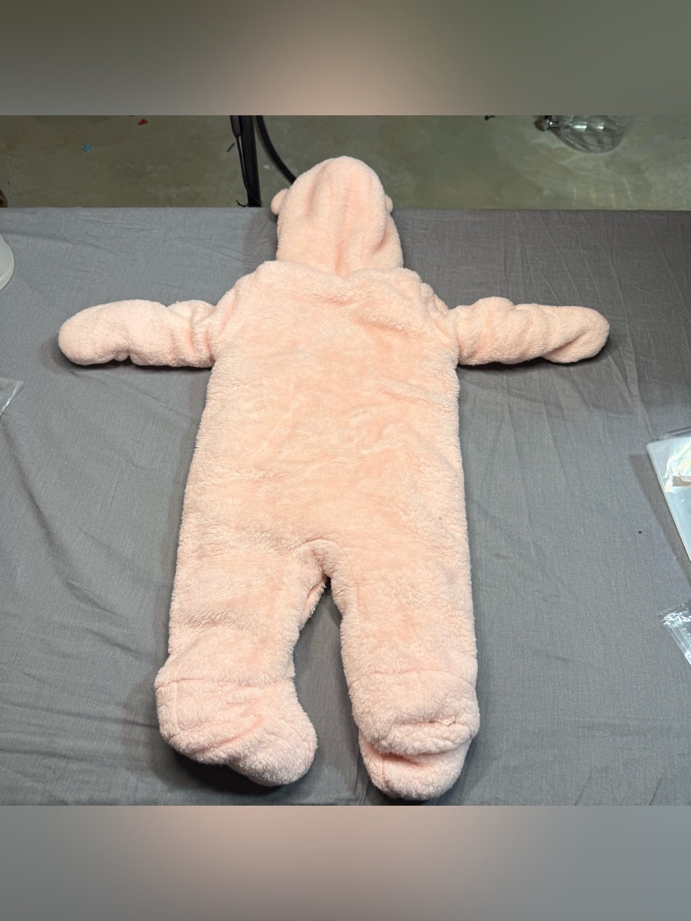 Plush Hooded Infant Footed Snowsuit in Light Pink - Picture 4 of 5